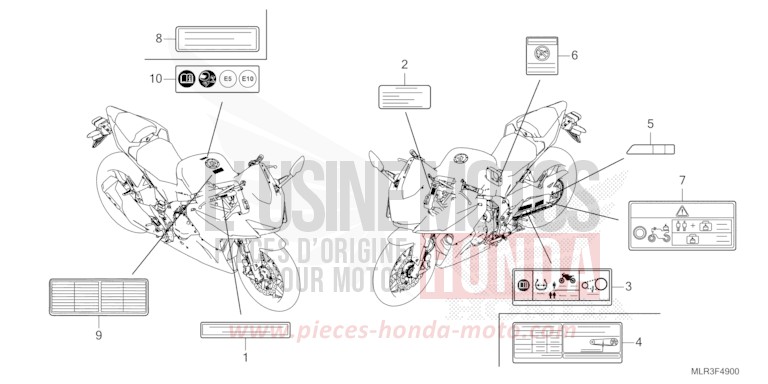 WARNETIKETT von CBR500R GRAND PRIX RED (R380) von 2024