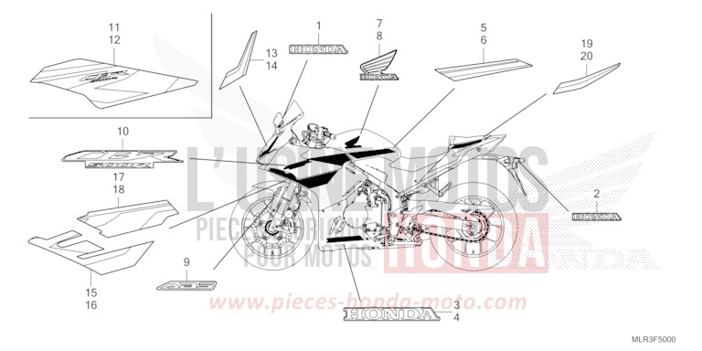 MARKE/STREIFEN von CBR500R GRAND PRIX RED (R380) von 2024