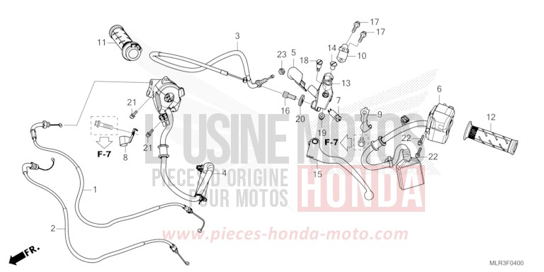 HEBELGRIFF/SCHALTER/KABEL von CBR500R MAT GUNPOWDER BLACK METALLIC (NH436) von 2024