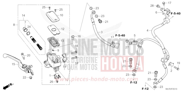 HAUPTBREMSZYLINDER, VORNE ZYLINDER von CBR500R MAT GUNPOWDER BLACK METALLIC (NH436) von 2024