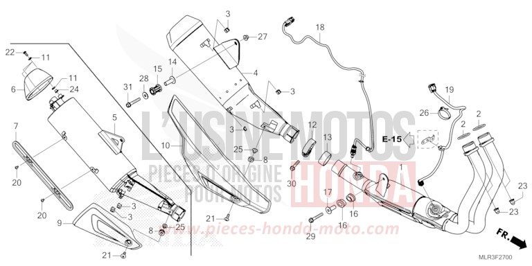 ABGAS-SCHALLDAEMPFER von CBR500R MAT GUNPOWDER BLACK METALLIC (NH436) von 2024