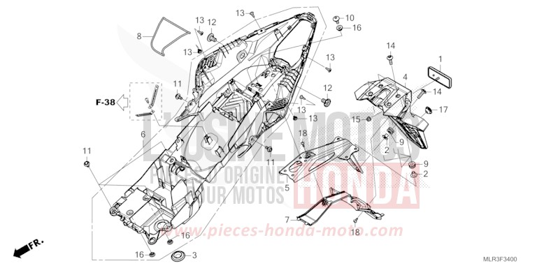 KOTFLUEGEL, HINTEN von CBR500R MAT GUNPOWDER BLACK METALLIC (NH436) von 2024