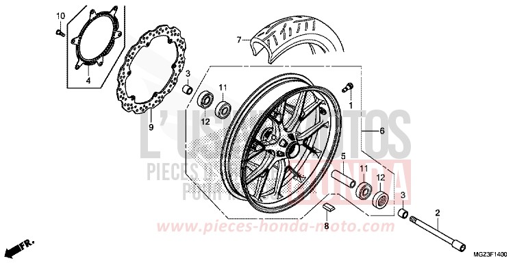 VORDERRAD von CBR500R PEARL HIMALAYAS WHITE (NHA87) von 2013