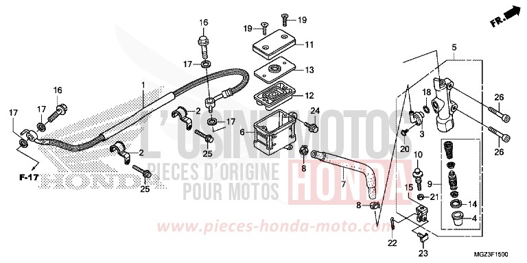 REAR BRAKE MASTER CYLINDER (STD) von CBR500R PEARL HIMALAYAS WHITE (NHA87) von 2013