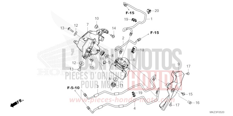 ABS-MODULATOR/BREMSLEITUNG von CBR600RR MAT BALLISTIC BLACK METALLIC (NHA86) von 2024