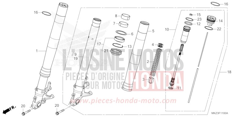 GABEL, VORNE von CBR600RR MAT BALLISTIC BLACK METALLIC (NHA86) von 2024