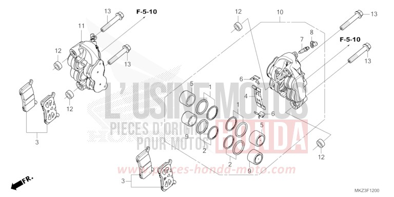 VORDERRAD-BREMSSATTEL von CBR600RR MAT BALLISTIC BLACK METALLIC (NHA86) von 2024