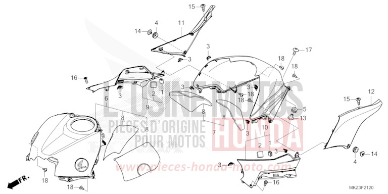 OBERE ABDECKUNG von CBR600RR MAT BALLISTIC BLACK METALLIC (NHA86) von 2024