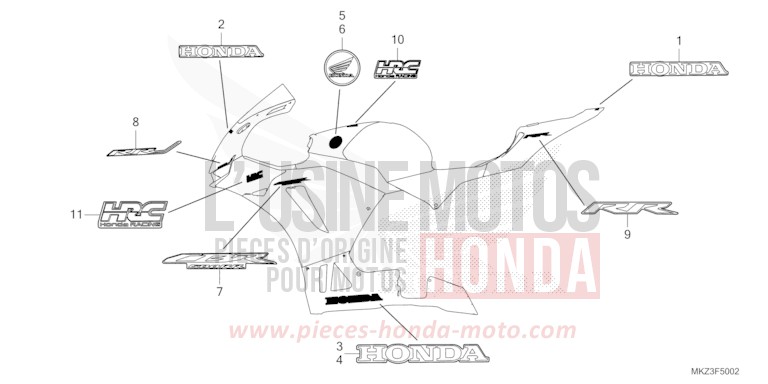 STREIFEN/EMBLEM (3) von CBR600RR MAT BALLISTIC BLACK METALLIC (NHA86) von 2024