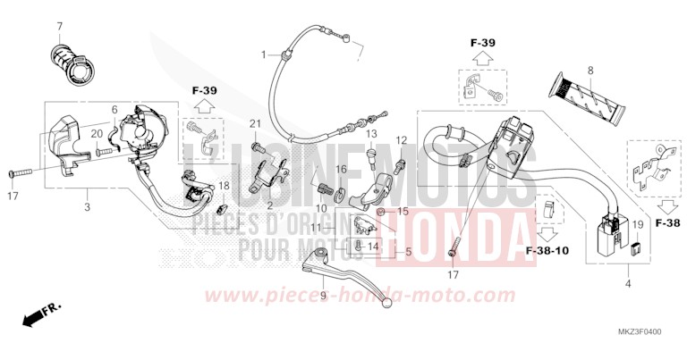 HEBELGRIFF/SCHALTER/KABEL von CBR600RR GRAND PRIX RED (R380) von 2024