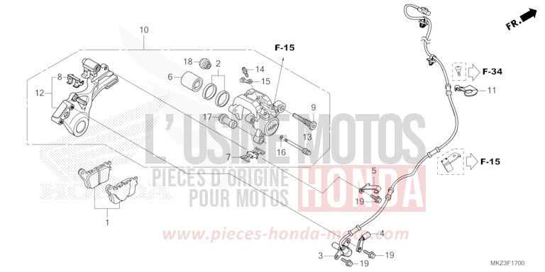 HINTERRAD-BREMSSATTEL von CBR600RR GRAND PRIX RED (R380) von 2024