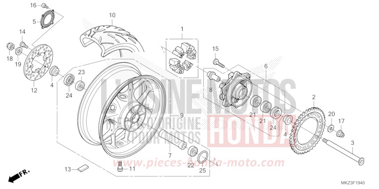 HINTERRAD von CBR600RR GRAND PRIX RED (R380) von 2024