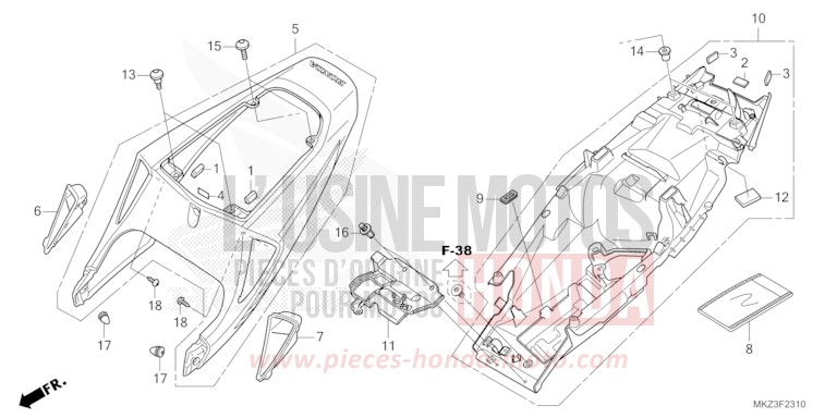 SITZVERKLEIDUNG von CBR600RR GRAND PRIX RED (R380) von 2024