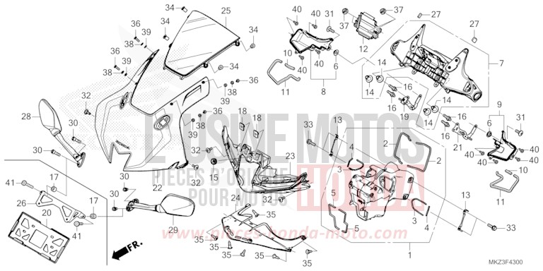 OBERER WINDLAUF/SPIEGEL von CBR600RR GRAND PRIX RED (R380) von 2024
