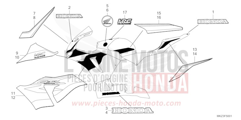 STREIFEN/EMBLEM (2) von CBR600RR GRAND PRIX RED (R380) von 2024