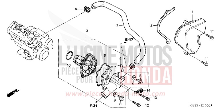 WASSERPUMPE von CBR600RR SCHWARZ (NH1) von 2004