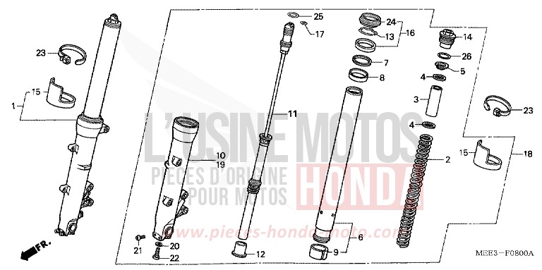 GABEL, VORNE (CBR600RR3/4) von CBR600RR SCHWARZ (NH1) von 2004