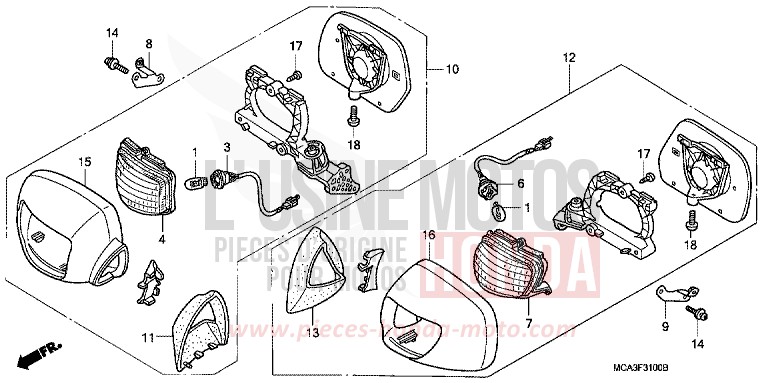 BLINKER, VORNE/SPIEGEL von Goldwing BILLET SILVER METALLIC (NHA27) von 2006