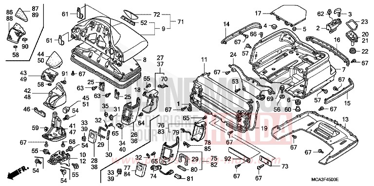 KOFFERRAUMBEHAELTER von Goldwing BILLET SILVER METALLIC (NHA27) von 2006