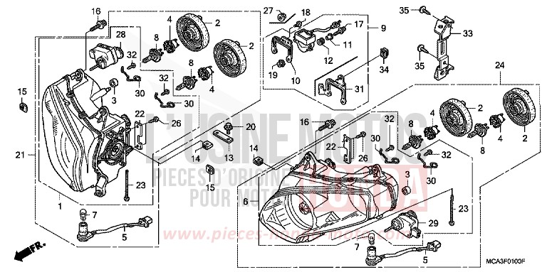 SCHEINWERFER von Goldwing CABERNET RED METALLIC (R303B) von 2006