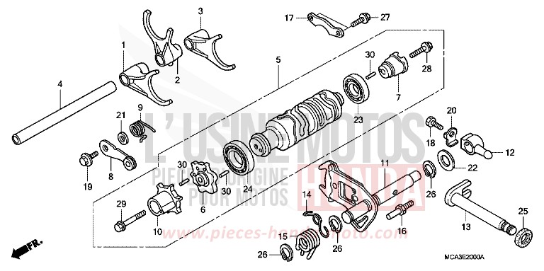 SCHALTTROMMEL/SCHALTGABEL von Goldwing BILLET SILVER METALLIC (NHA27B) von 2007