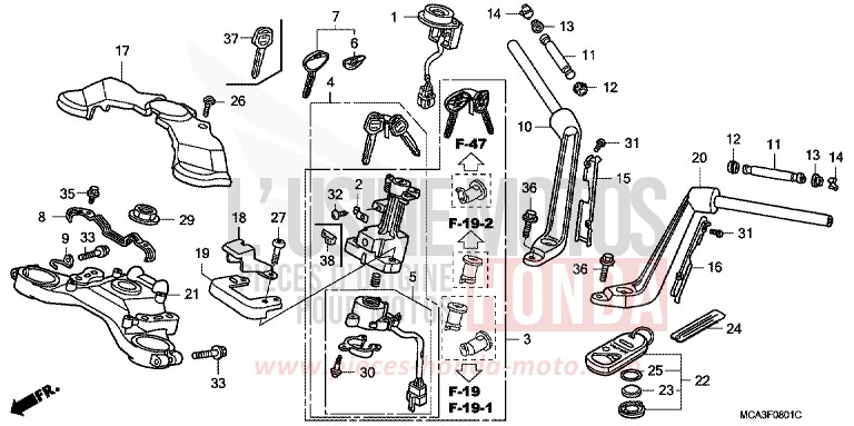 ROHRGRIFF/OBERE BRUECKE (GL1800A5) (GL18006/7/8) von Goldwing BILLET SILVER METALLIC (NHA27B) von 2007