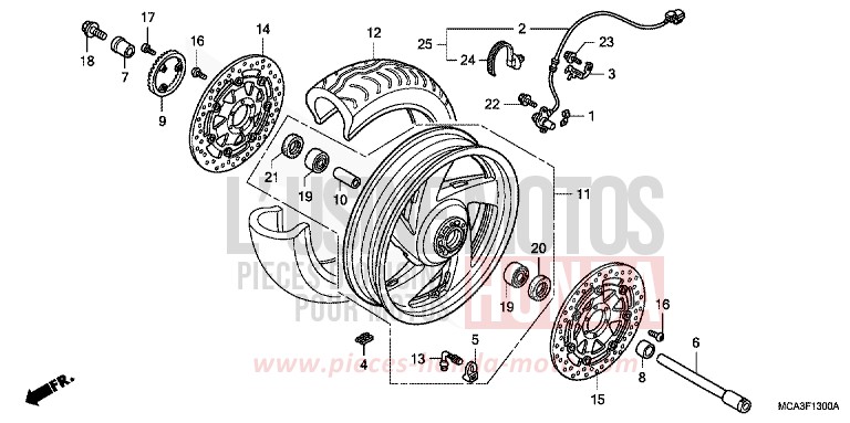 VORDERRAD von Goldwing BILLET SILVER METALLIC (NHA27B) von 2007