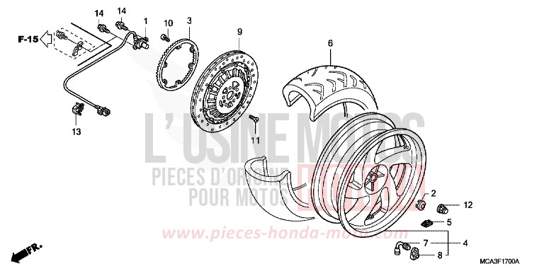 HINTERRAD von Goldwing BILLET SILVER METALLIC (NHA27B) von 2007