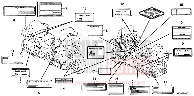 WARNETIKETT (GL18007/8) von Goldwing BILLET SILVER METALLIC (NHA27B) von 2007