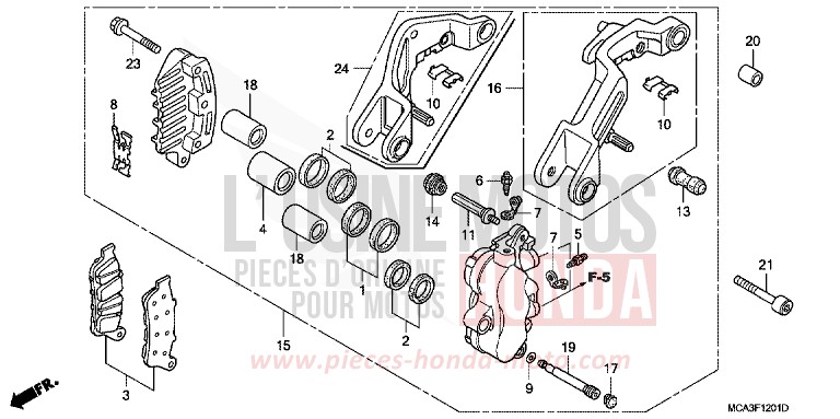BREMSSATTEL, L. VORNE von Goldwing CABERNET RED METALLIC (R303B) von 2007