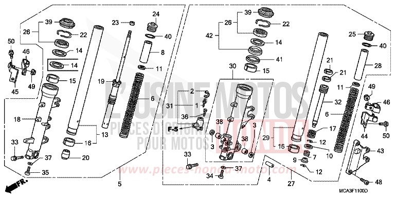 GABEL, VORNE von Goldwing BILLET SILVER METALLIC (NHA27) von 2008