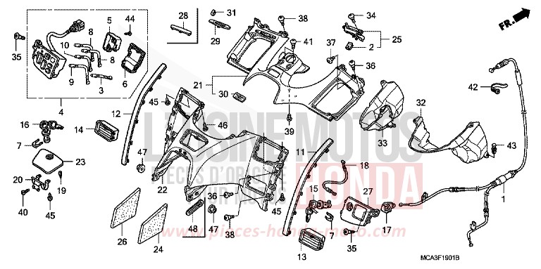 ABSCHIRMUNG (GL18006/7/8-E,ED,F,U) von Goldwing CALIENTE RED METALLIC (R325) von 2008
