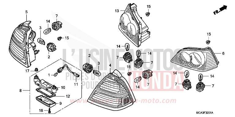 KOMBINATIONSLEUCHTE (GL18006/7/8) von Goldwing CALIENTE RED METALLIC (R325) von 2008