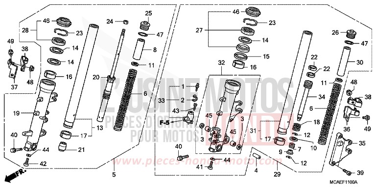 GABEL, VORNE von Goldwing BLOODSTONE RED METALLIC (R287) von 2009