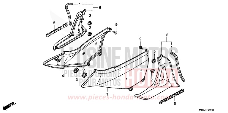 SEITENABDECKUNG (GL18009/A) von Goldwing BLOODSTONE RED METALLIC (R287) von 2009