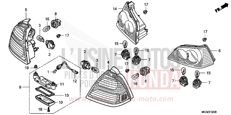 KOMBINATIONSLEUCHTE (GL18009/A) von Goldwing BLOODSTONE RED METALLIC (R287) von 2009