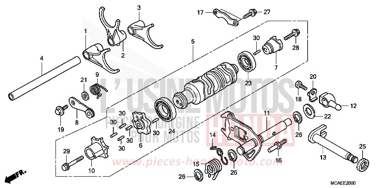 SCHALTTROMMEL/SCHALTGABEL von Goldwing MONTEREY BLUE METALLIC (B205) von 2009
