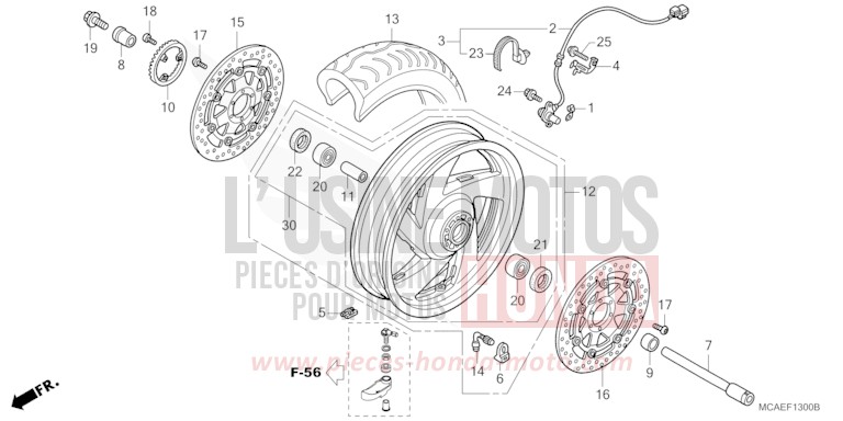 VORDERRAD von Goldwing MONTEREY BLUE METALLIC (B205) von 2009