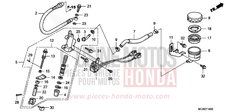 REAR BRAKE MASTER CYLINDER von Goldwing MONTEREY BLUE METALLIC (B205) von 2009