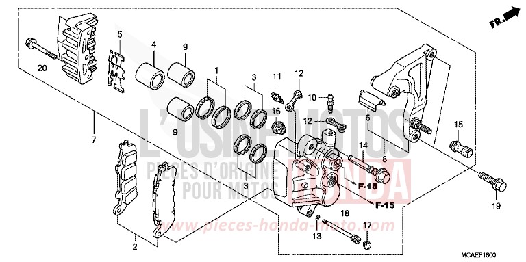 HINTERRAD-BREMSSATTEL von Goldwing MONTEREY BLUE METALLIC (B205) von 2009