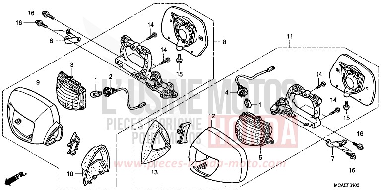 BLINKER/SPIEGEL von Goldwing MONTEREY BLUE METALLIC (B205) von 2009