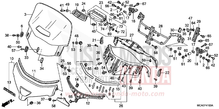 WINDSCHUTZSCHEIBE (GL18009/A) von Goldwing MONTEREY BLUE METALLIC (B205) von 2009