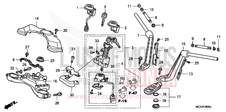 ROHRGRIFF/OBERE BRUECKE (GL1800A1/A2/A3/A4) von Goldwing PEARL CANYON RED (R259) von 2001