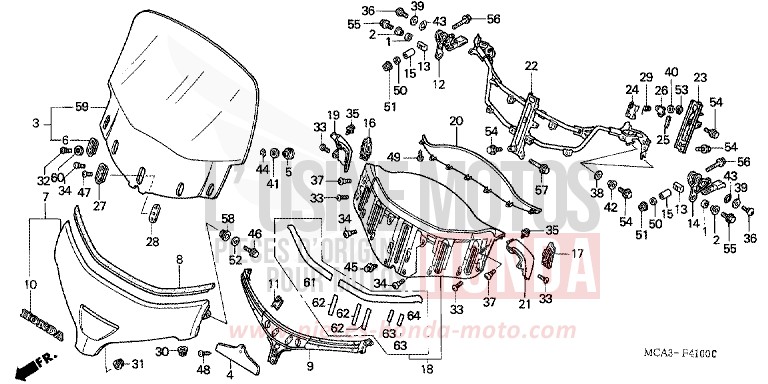 WINDSCHUTZSCHEIBE (GL1800A1/A2/A3) von Goldwing PEARL APOLLO BLUE (PB304) von 2002