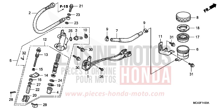 REAR BRAKE MASTERCYLINDER von Goldwing SCHWARZ (NH1) von 2003