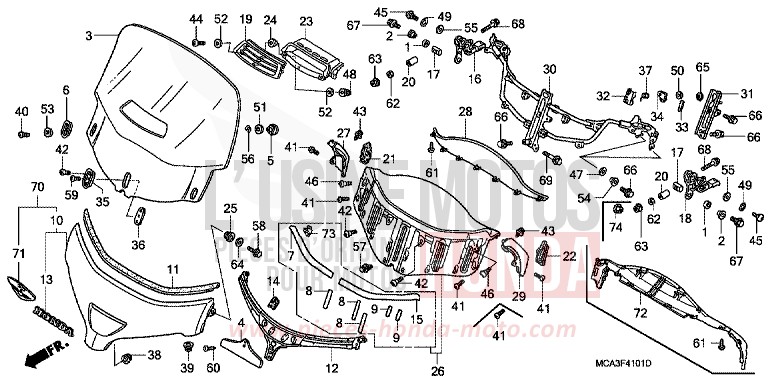 WINDSCHUTZSCHEIBE (GL1800A4/A5) (GL18006/7/8) von Goldwing ARCTIC WHITE (NHA29) von 2005