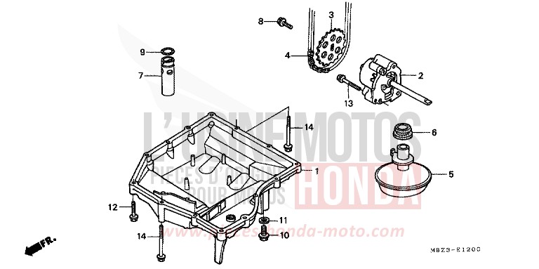 OELWANNE/OELPUMPE von Hornet PEARL FLASH YELLOW (Y163) von 2001