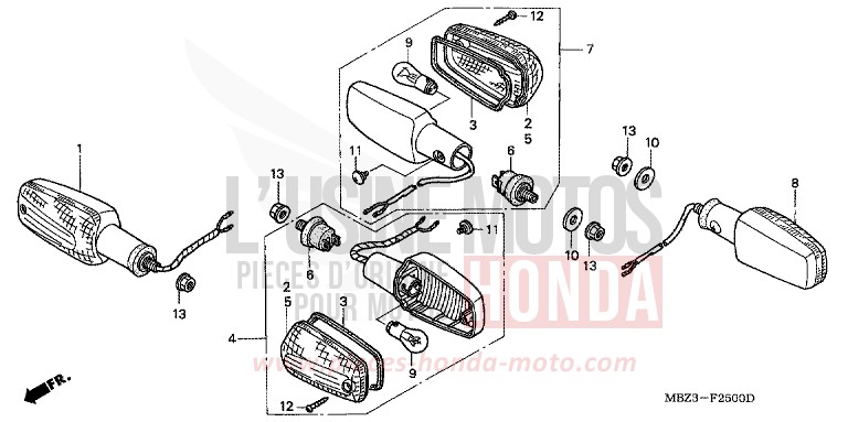 BLINKER (1) von Hornet PEARL FLASH YELLOW (Y163) von 2001