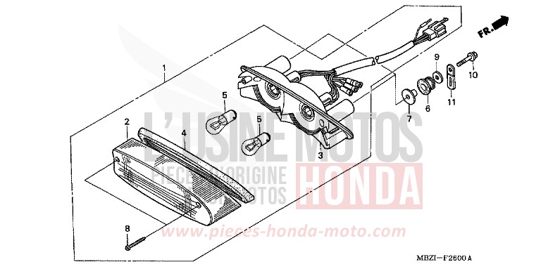 HECKLEUCHTE (CB600F2/F22) von Hornet CANDY XENON BLUE (PB324) von 2002