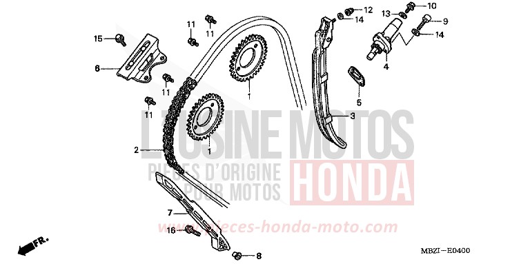 NOCKENWELLENKETTE/SPANNVORRICHTUNG von Hornet PEARL FLASH YELLOW (Y163) von 2002